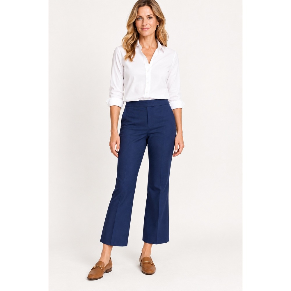 J.Crew Womens Cropped Flare Pants Size 14 Navy Blue Workwear Professional